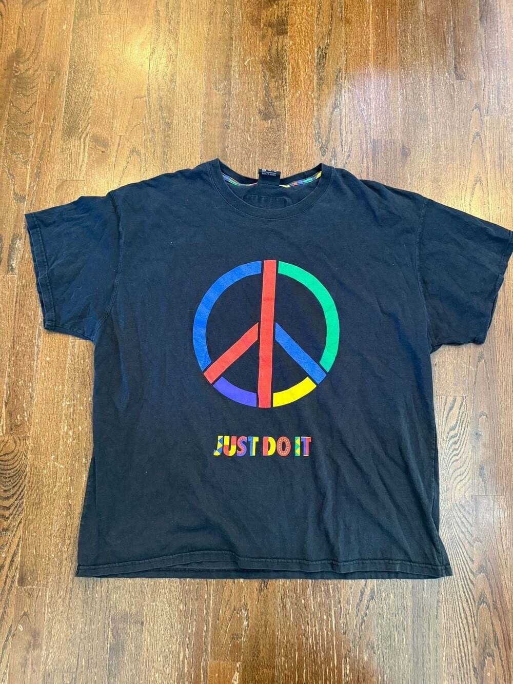 Nike Just Do It Peace Sign Graphic T-Shirt Black XXL